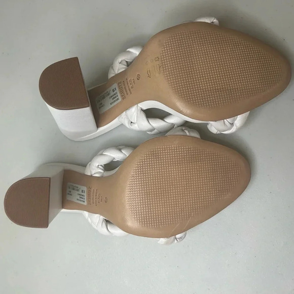 SCHUTZ Braided Leather Chunky Zardha High Block Heel Sandal Size 8.5 B White - Picture 3 of 7